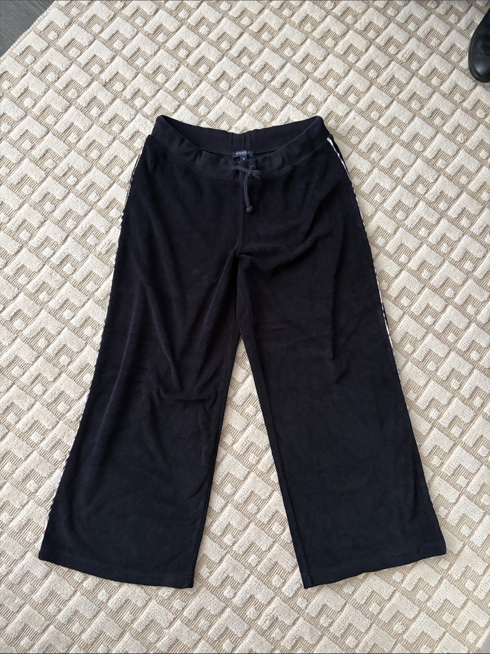 Burberry Black Wide-Leg Sweatpants with side detail with Drawstring Size M
